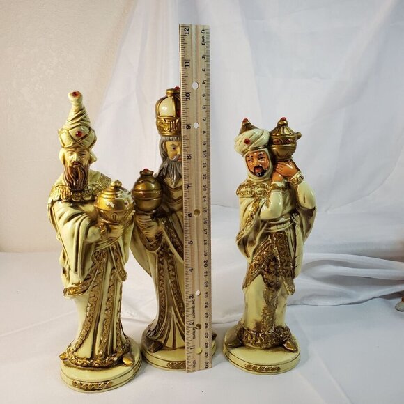 VTG Wolin Japan Three Wise Men Figurine Set 10" Tall Paper Mache Christmas Decor - Picture 2 of 16